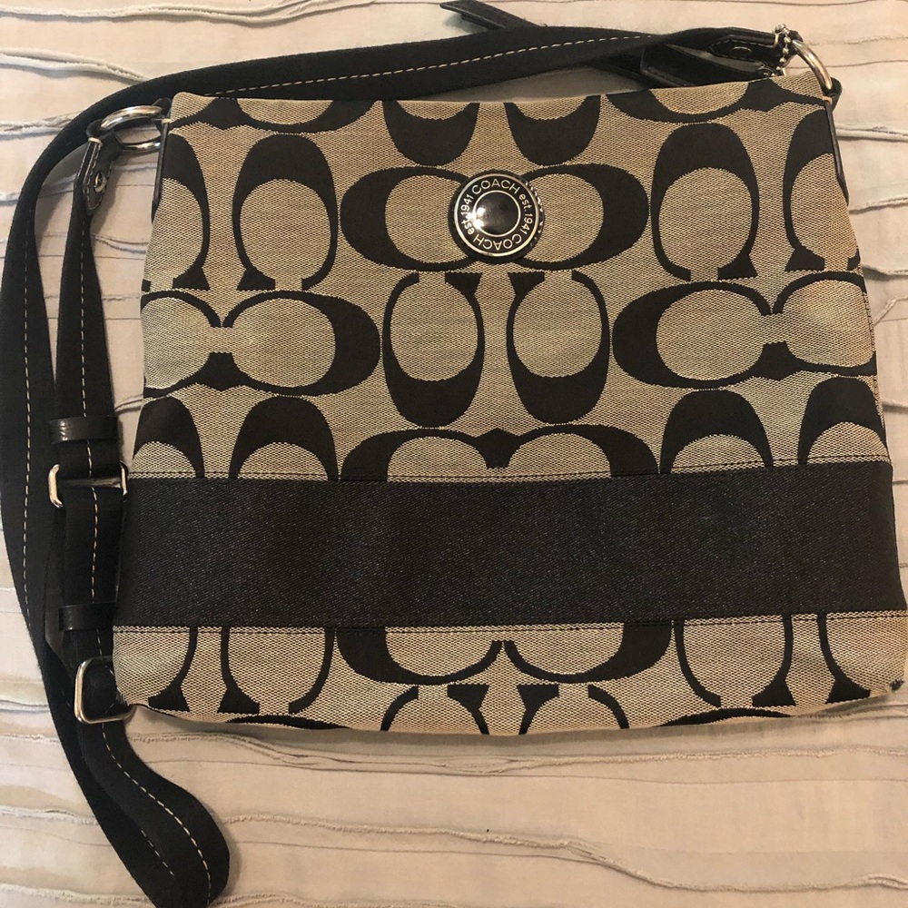 Black Jacquard Coach Crossbody